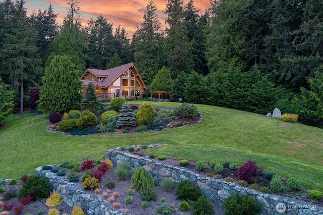 7353 Cedar House Ct, Clinton, WA 98236 - view of grassy yard featuring a forest view