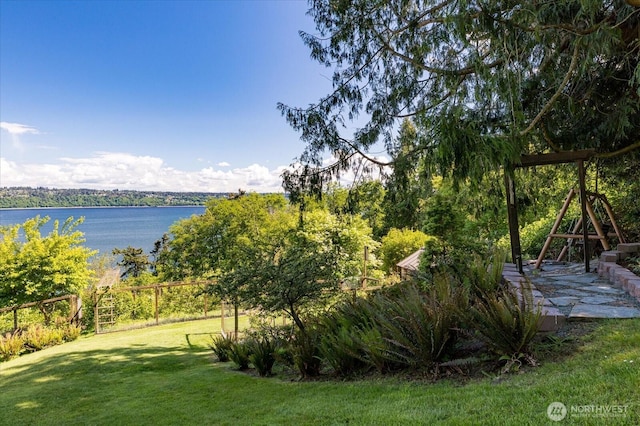 7353 Cedar House Ct, Clinton, WA 98236 - view of grassy yard with a water view