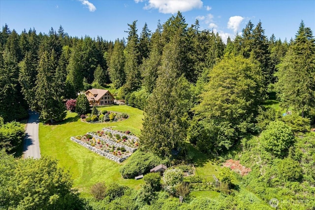 7353 Cedar House Ct, Clinton, WA 98236 - view from above of property with a heavily wooded area