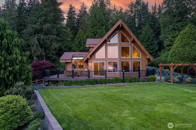 7353 Cedar House Ct, Clinton, WA 98236 - back of house with a yard, a pergola, and a deck
