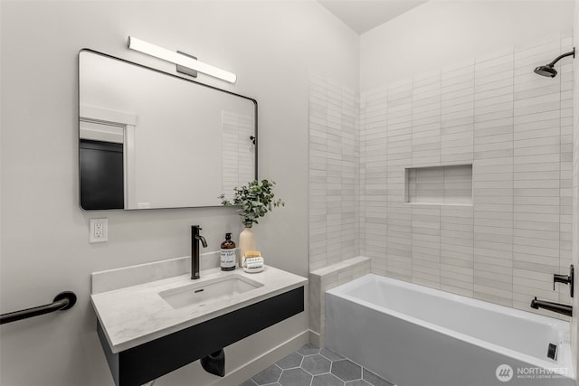 1108B 34th Ave, Seattle, WA 98122 - bathroom with vanity, shower / tub combination, and tile patterned floors