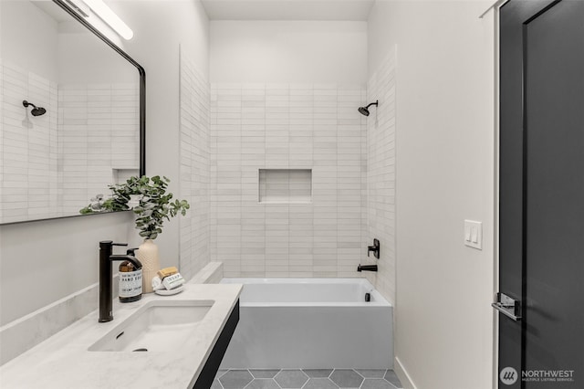 1108B 34th Ave, Seattle, WA 98122 - full bath featuring vanity, tile patterned flooring, and bathtub / shower combination
