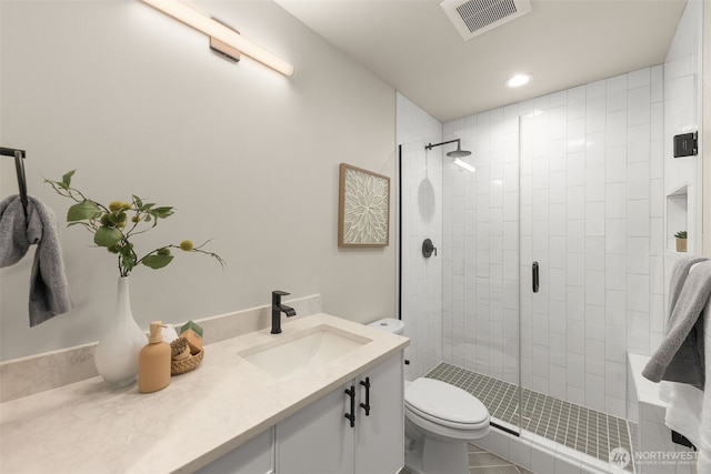1108B 34th Ave, Seattle, WA 98122 - full bathroom with a stall shower, toilet, vanity, and recessed lighting