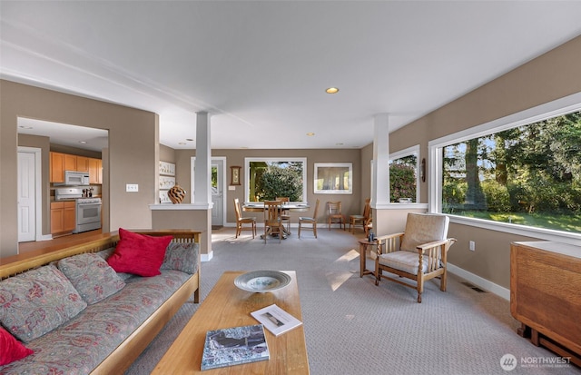 2333 Tuttle Ln, Lummi Island, WA 98262 - living room with light colored carpet and recessed lighting