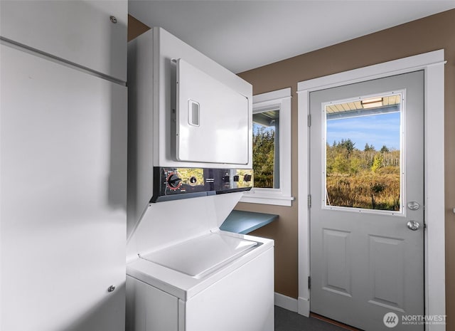 2333 Tuttle Ln, Lummi Island, WA 98262 - washroom with stacked washer / dryer