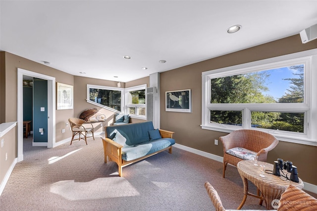 2333 Tuttle Ln, Lummi Island, WA 98262 - carpeted living area with baseboards and recessed lighting