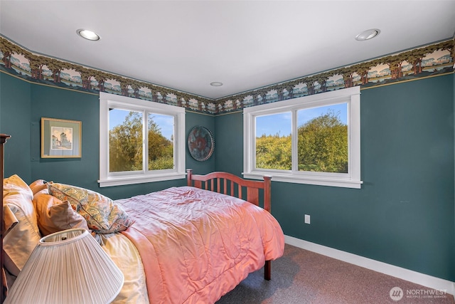 2333 Tuttle Ln, Lummi Island, WA 98262 - bedroom featuring carpet, multiple windows, and recessed lighting