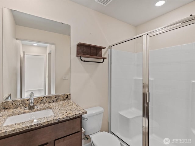 12029 317th Dr SE, Sultan, WA 98294 - bathroom featuring vanity, a shower stall, and recessed lighting