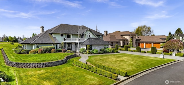 325 Island Green Way, Lynden, WA 98264 - view of front of property with a balcony, a front yard, and a residential view