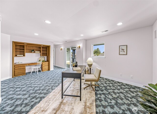 325 Island Green Way, Lynden, WA 98264 - carpeted office with built in desk, baseboards, and recessed lighting