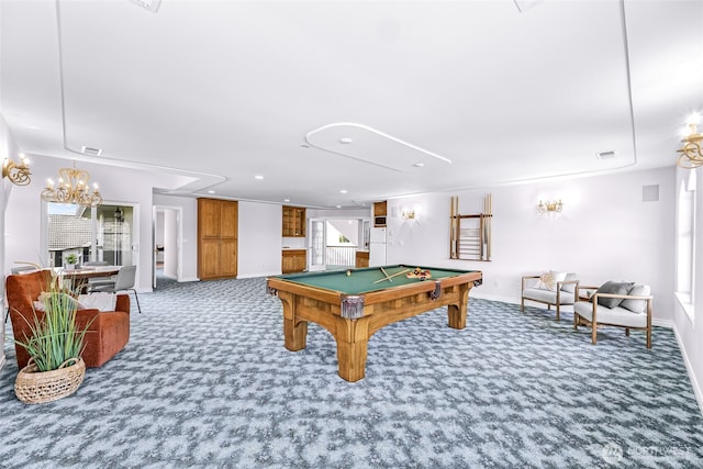 325 Island Green Way, Lynden, WA 98264 - game room with carpet, billiards, baseboards, and recessed lighting