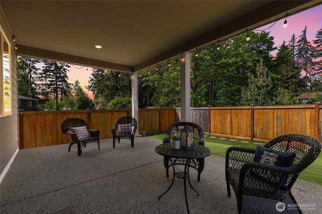 view of patio with a fenced backyard