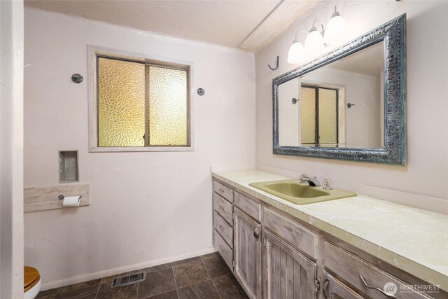 228 Skagit Way, La Conner, WA 98257 - bathroom with vanity, baseboards, and toilet