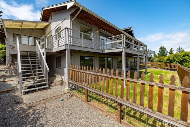228 Skagit Way, La Conner, WA 98257 - rear view of property featuring stairs and a deck
