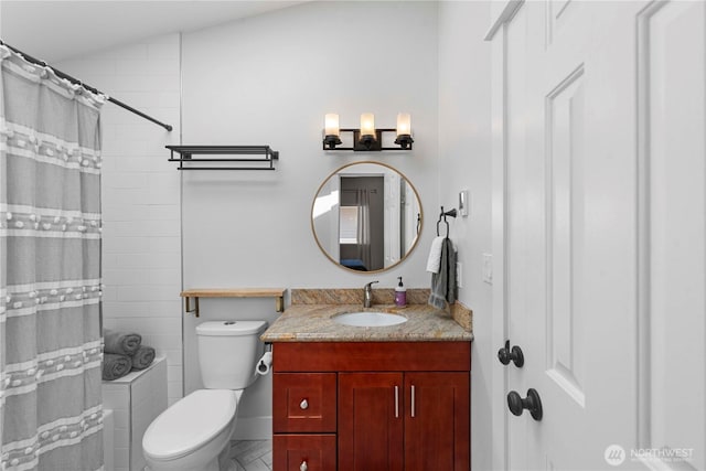 250 Lakefront Dr, Orondo, WA 98843 - full bathroom featuring vanity, toilet, and shower / bathtub combination with curtain