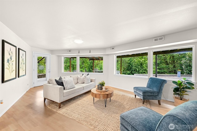 8894 Giles Rd, Blaine, WA 98230 - living area featuring healthy amount of natural light, light wood-style flooring, and baseboards