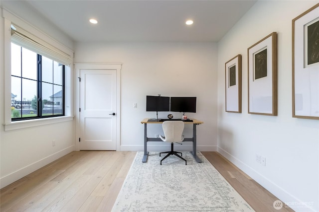 53 Daybreak Rd, Walla Walla, WA 99362 - office space with light wood-style floors, baseboards, and recessed lighting