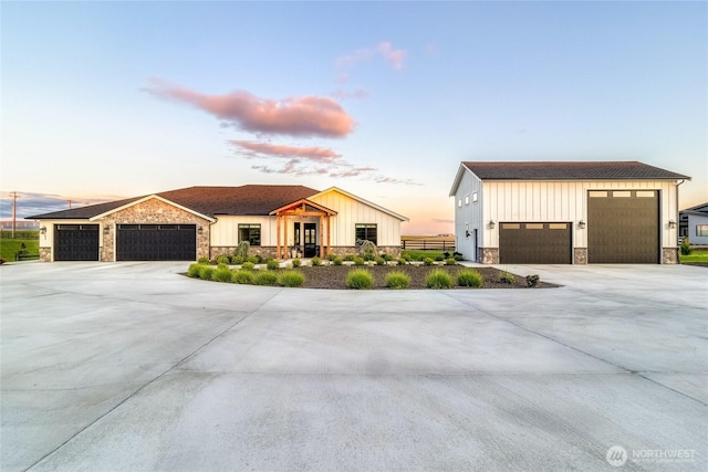 53 Daybreak Rd, Walla Walla, WA 99362 - modern inspired farmhouse featuring stone siding, board and batten siding, and a garage