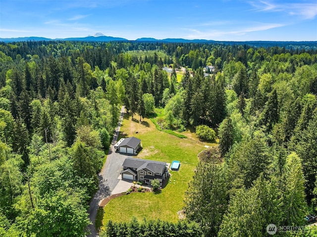 12915 212th St SE, Snohomish, WA 98296 - view from above of property with a forest and a mountain backdrop