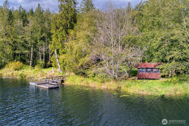 893 Snow Creek Rd, Quilcene, WA 98376 - dock featuring a water view and a wooded view