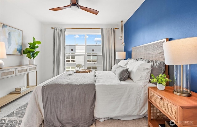 323 Queen Anne Ave N Unit 502, Seattle, WA 98109 - bedroom with a ceiling fan and carpet floors