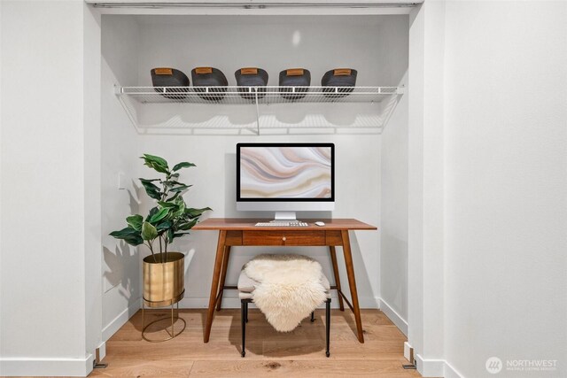 323 Queen Anne Ave N Unit 502, Seattle, WA 98109 - office area featuring wood finished floors and baseboards