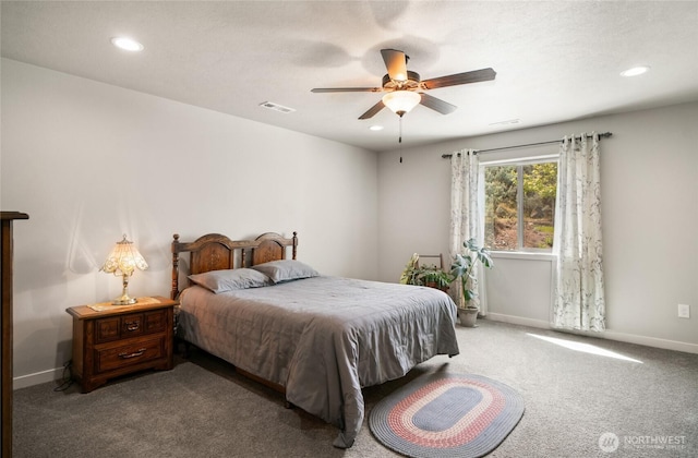 11975 NE Neppel Rd, Moses Lake, WA 98837 - bedroom featuring carpet floors, recessed lighting, baseboards, and ceiling fan