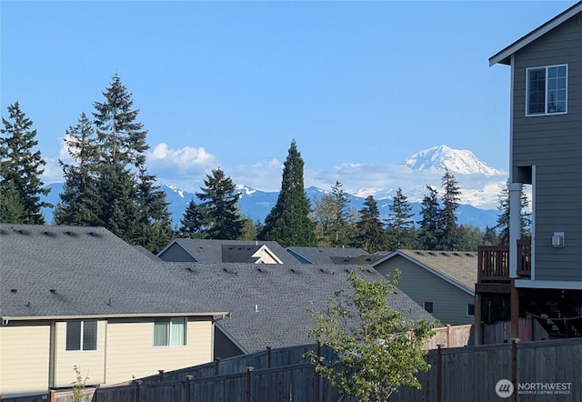exterior view of fence and a mountain view