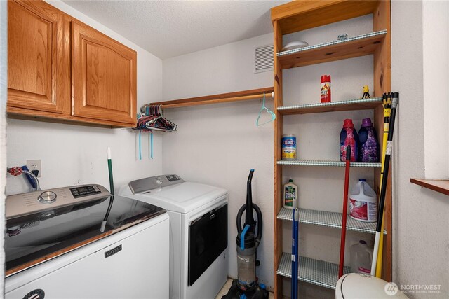 130 E Agate Dr, Shelton, WA 98584 - laundry area featuring independent washer and dryer and cabinet space