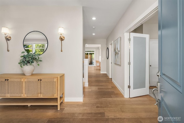 3815 NE 89th St, Seattle, WA 98115 - hall with wood finished floors, plenty of natural light, recessed lighting, and baseboards
