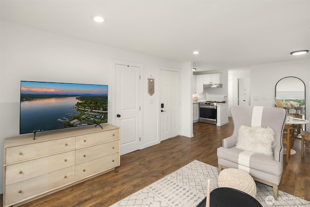 3834 175th Ave NE Unit E49, Redmond, WA 98052 - living area featuring dark wood-style flooring and recessed lighting