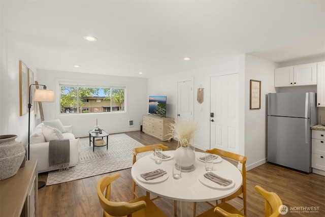 3834 175th Ave NE Unit E49, Redmond, WA 98052 - dining space with dark wood-style flooring, recessed lighting, and baseboards