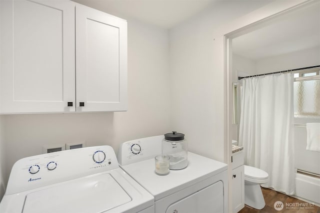 3834 175th Ave NE Unit E49, Redmond, WA 98052 - washroom with washer and dryer and dark wood-type flooring