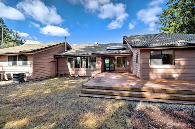 2526 E Pershing Ct, Shelton, WA 98584 - rear view of house with a deck and central AC unit