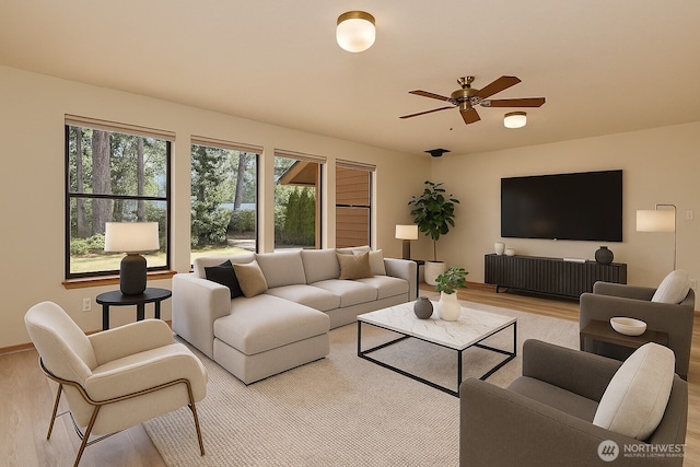 2526 E Pershing Ct, Shelton, WA 98584 - living area with wood finished floors and ceiling fan
