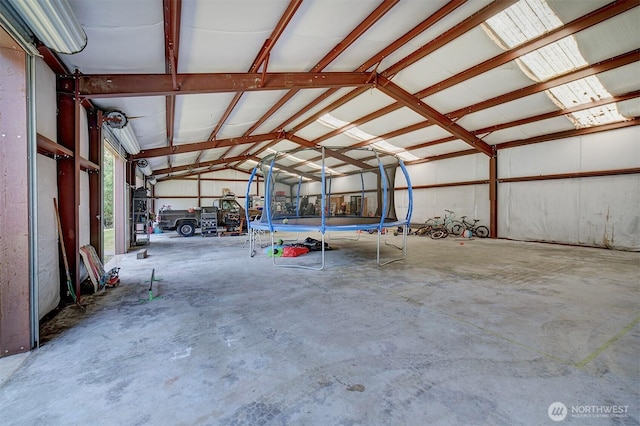 garage featuring a trampoline