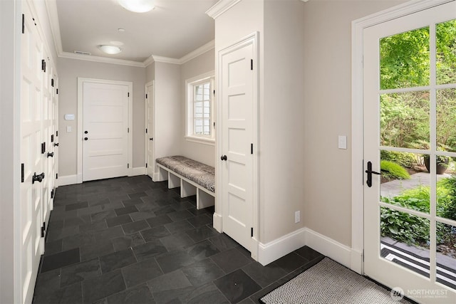4207 Holly Ln, Mercer Island, WA 98040 - mudroom with baseboards and crown molding