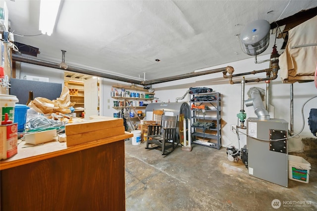 basement with a garage
