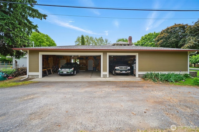 view of detached garage