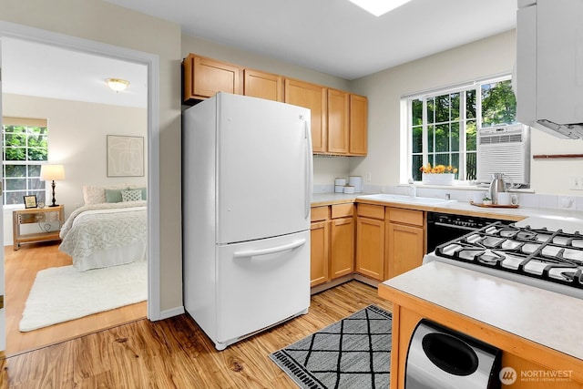 12549 Roosevelt Way NE Unit 13, Seattle, WA 98125 - kitchen featuring freestanding refrigerator, a sink, and light wood-type flooring