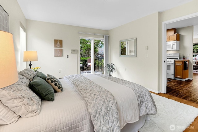 12549 Roosevelt Way NE Unit 13, Seattle, WA 98125 - bedroom featuring access to outside, dark wood-style floors, and baseboards