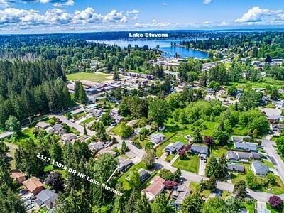 2117 130th Dr NE, Lake Stevens, WA 98258 - aerial perspective of suburban area featuring a nearby body of water