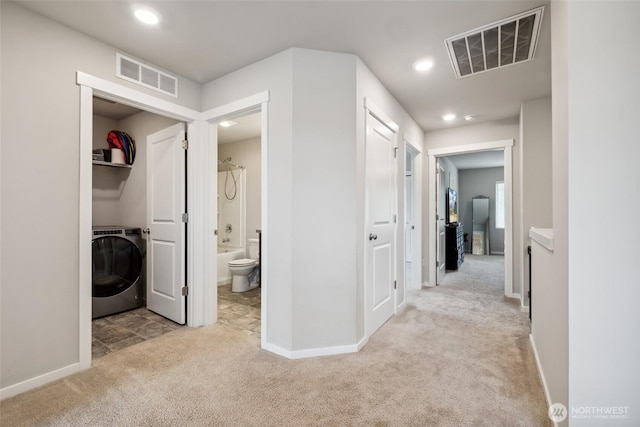 28315 64th Ct NW, Stanwood, WA 98292 - corridor featuring washer / clothes dryer, carpet, and recessed lighting