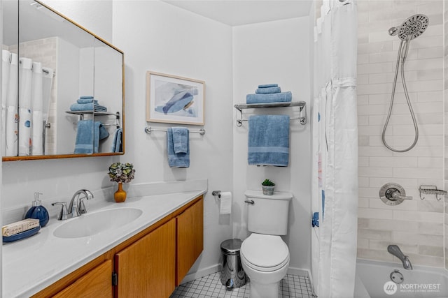 3527 E Spruce St, Seattle, WA 98122 - bathroom featuring tile patterned flooring, toilet, vanity, and shower / bath combo