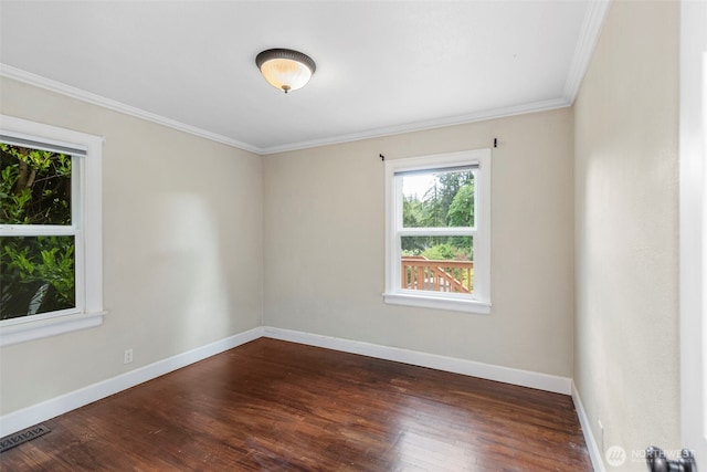 2016 Marine Dr, Bremerton, WA 98312 - empty room with baseboards, dark wood-style flooring, and crown molding