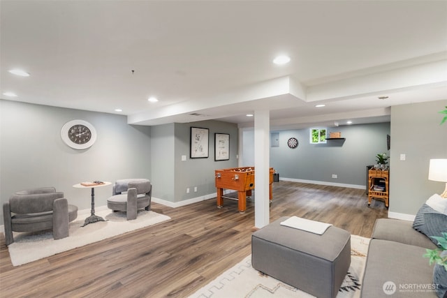 2016 Marine Dr, Bremerton, WA 98312 - living room with recessed lighting, wood finished floors, and baseboards