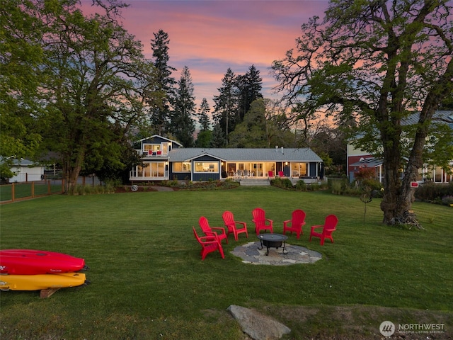 4354 Dyes Inlet Rd NW, Bremerton, WA 98312 - yard at dusk with an outdoor fire pit