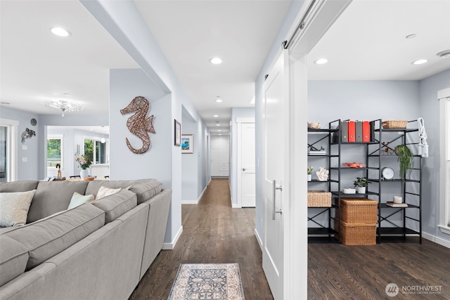 4354 Dyes Inlet Rd NW, Bremerton, WA 98312 - hall featuring dark wood-type flooring, baseboards, and recessed lighting