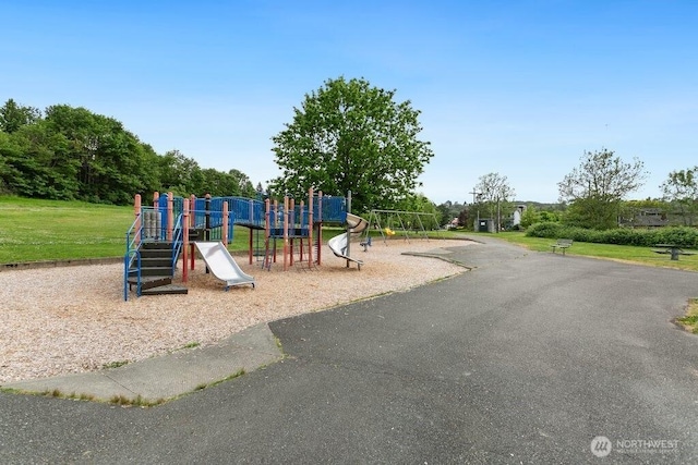 community playground with a lawn