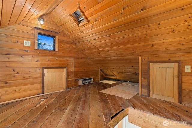 508 N 95th St, Seattle, WA 98103 - bonus room with hardwood / wood-style flooring, wooden walls, wooden ceiling, and vaulted ceiling